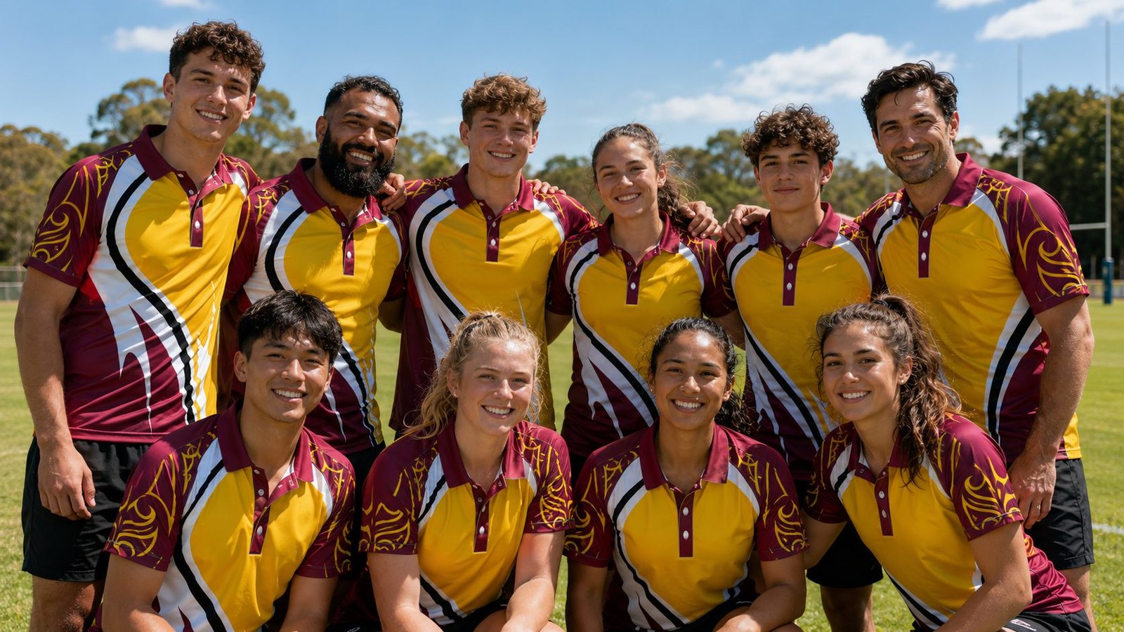 Rugby team in custom jersey